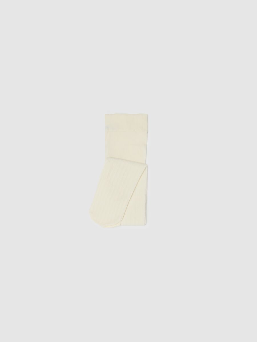 Collant da bambina in tessuto elasticizzato beige_0
