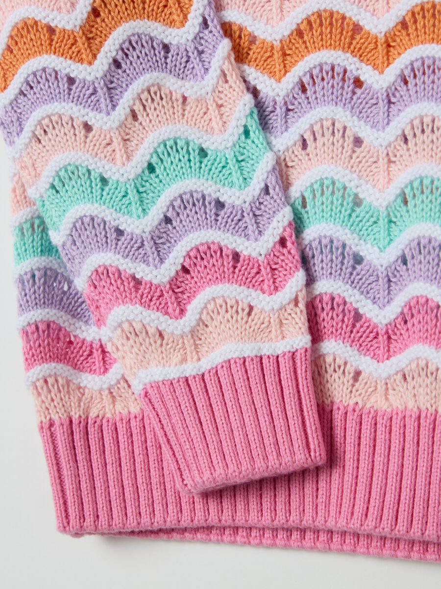 Pullover in cotone con lavorazione traforata _2