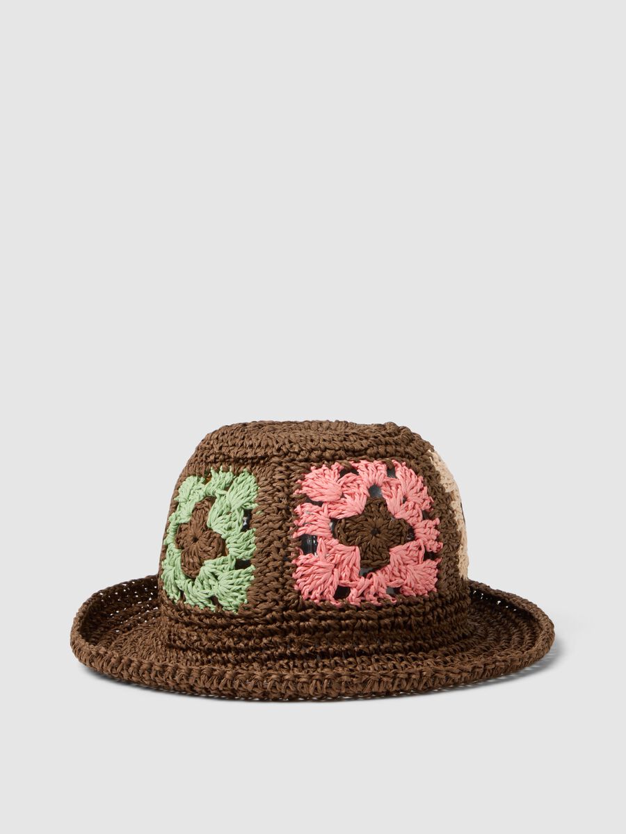 Multicolour knitted paper blend fabric hat_0