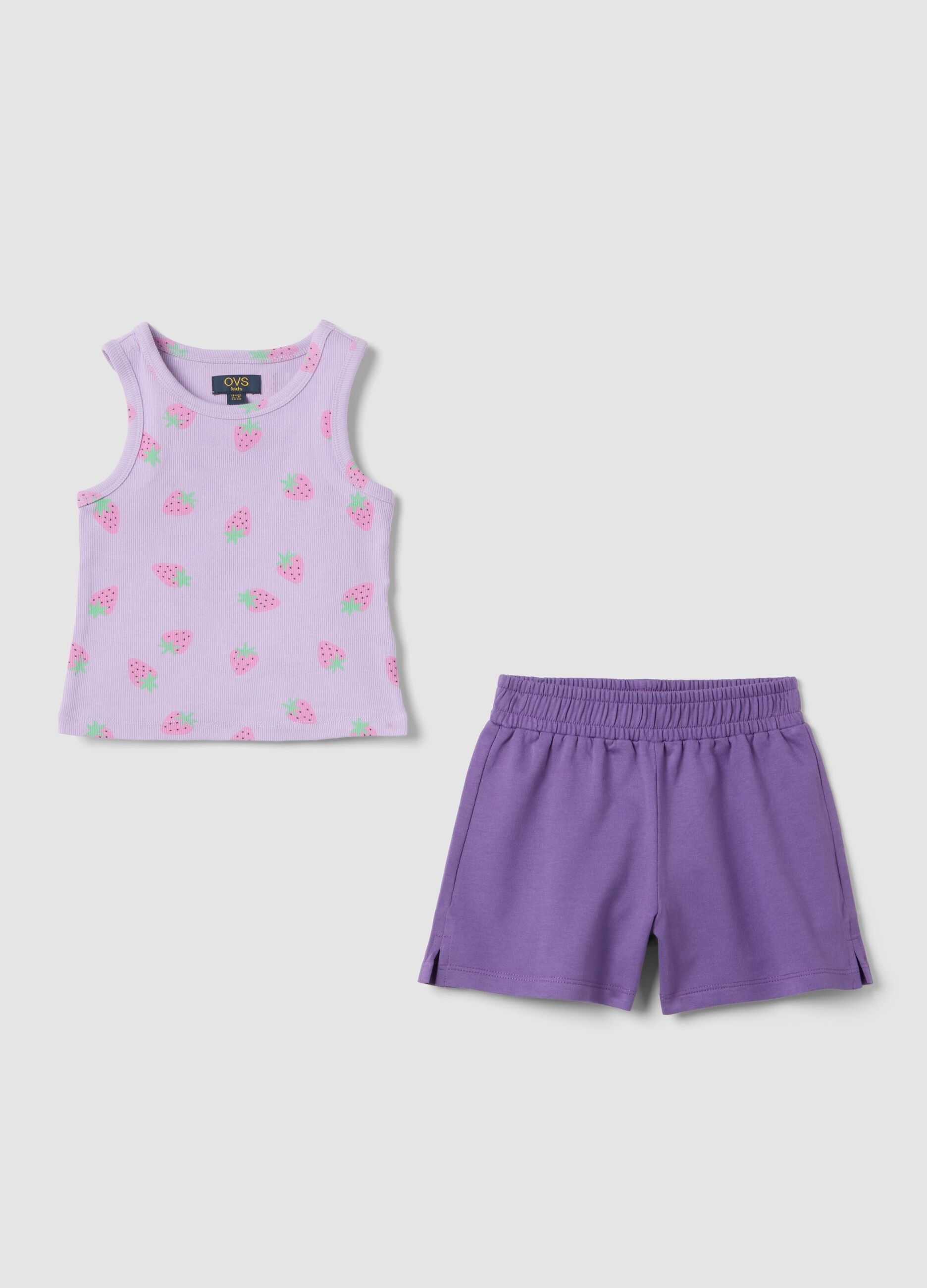 Purple Stretch Cotton Girls' Suit, Regular Fit