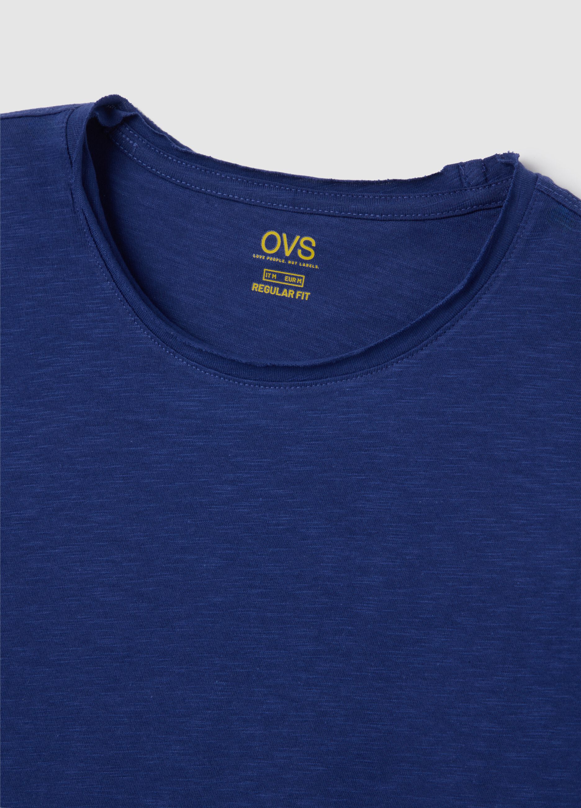 T-shirt da uomo in puro cotone blu regular fit