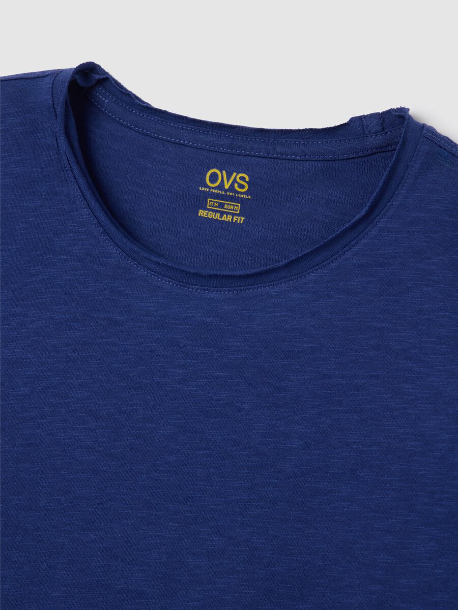 Men's Regular Fit Blue Pure Cotton T-Shirt_5