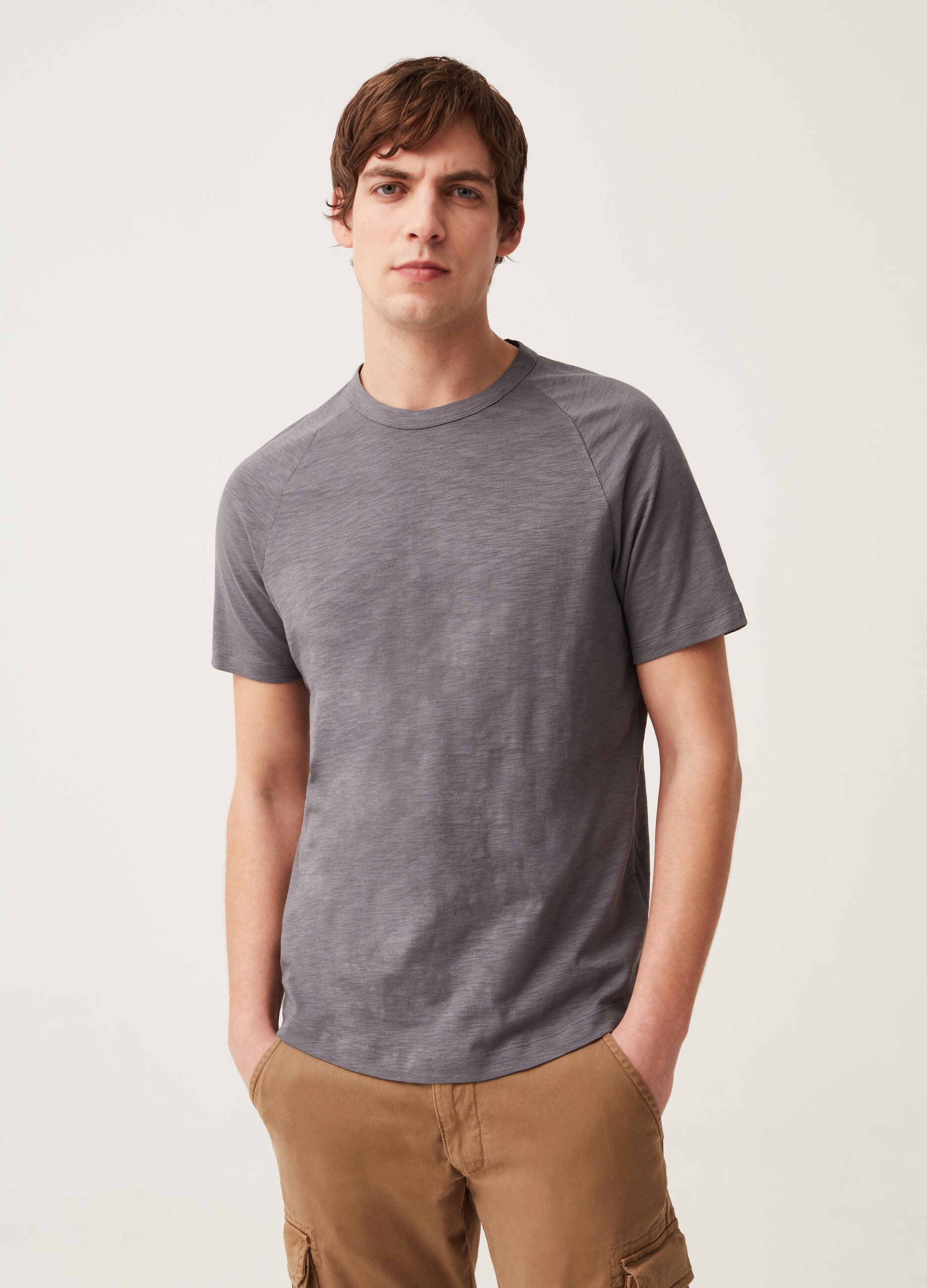 Ovs T-shirt in slub jersey con maniche raglan