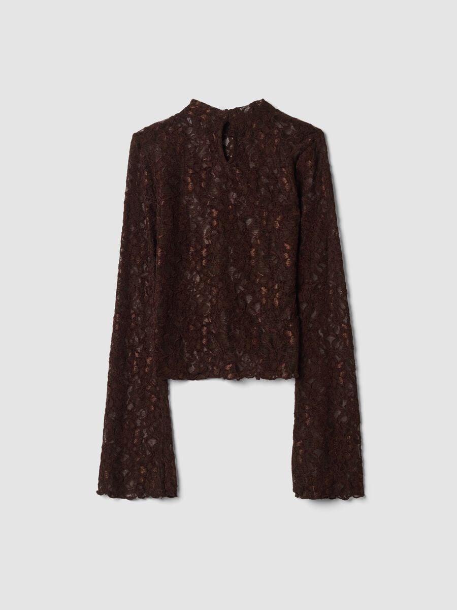 Brown stretch high-neck T-shirt_2
