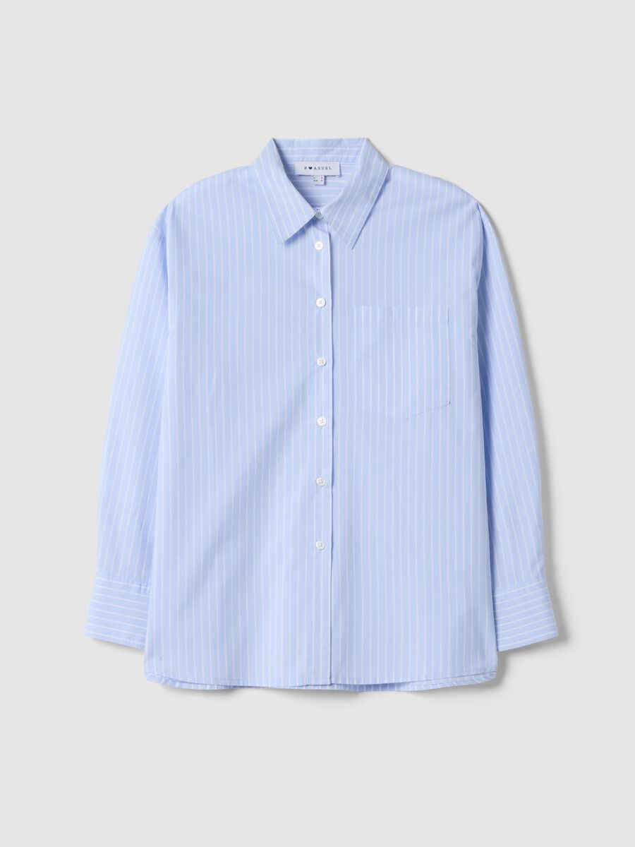Blue striped pure cotton shirt regular fit_4