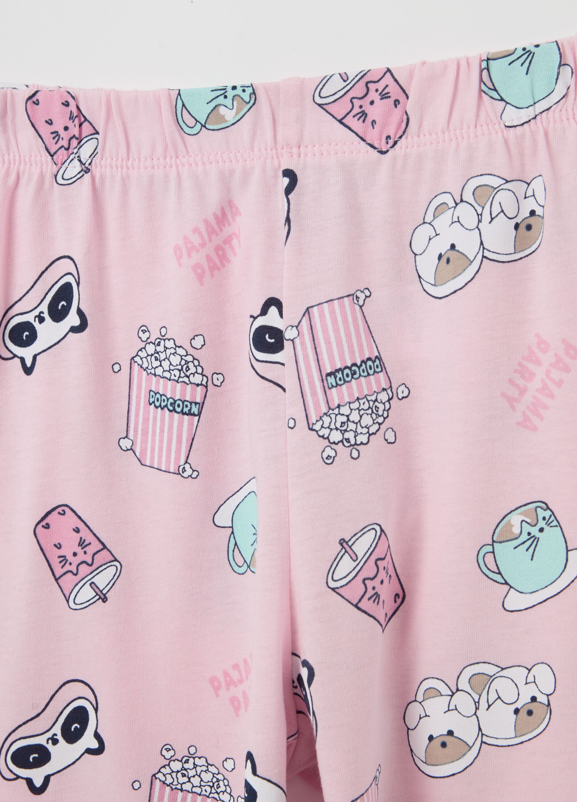Organic cotton pyjamas with "Pajama party" motif print
