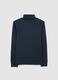 Blue Long Sleeve Cotton Turtleneck Shirt_4