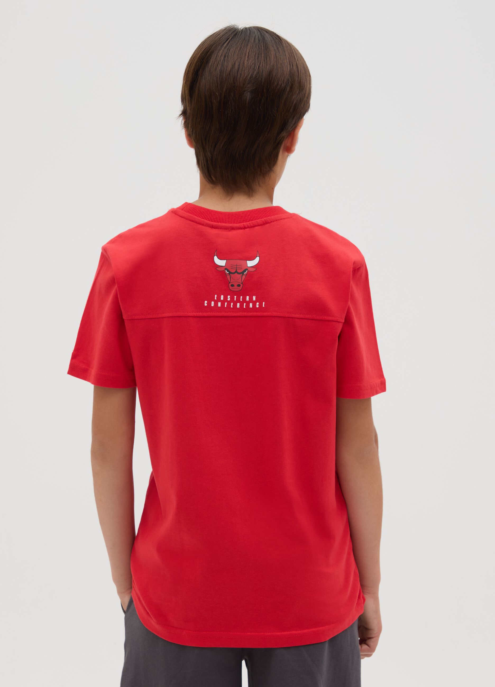 T-shirt da ragazzo in puro cotone rosso regular fit