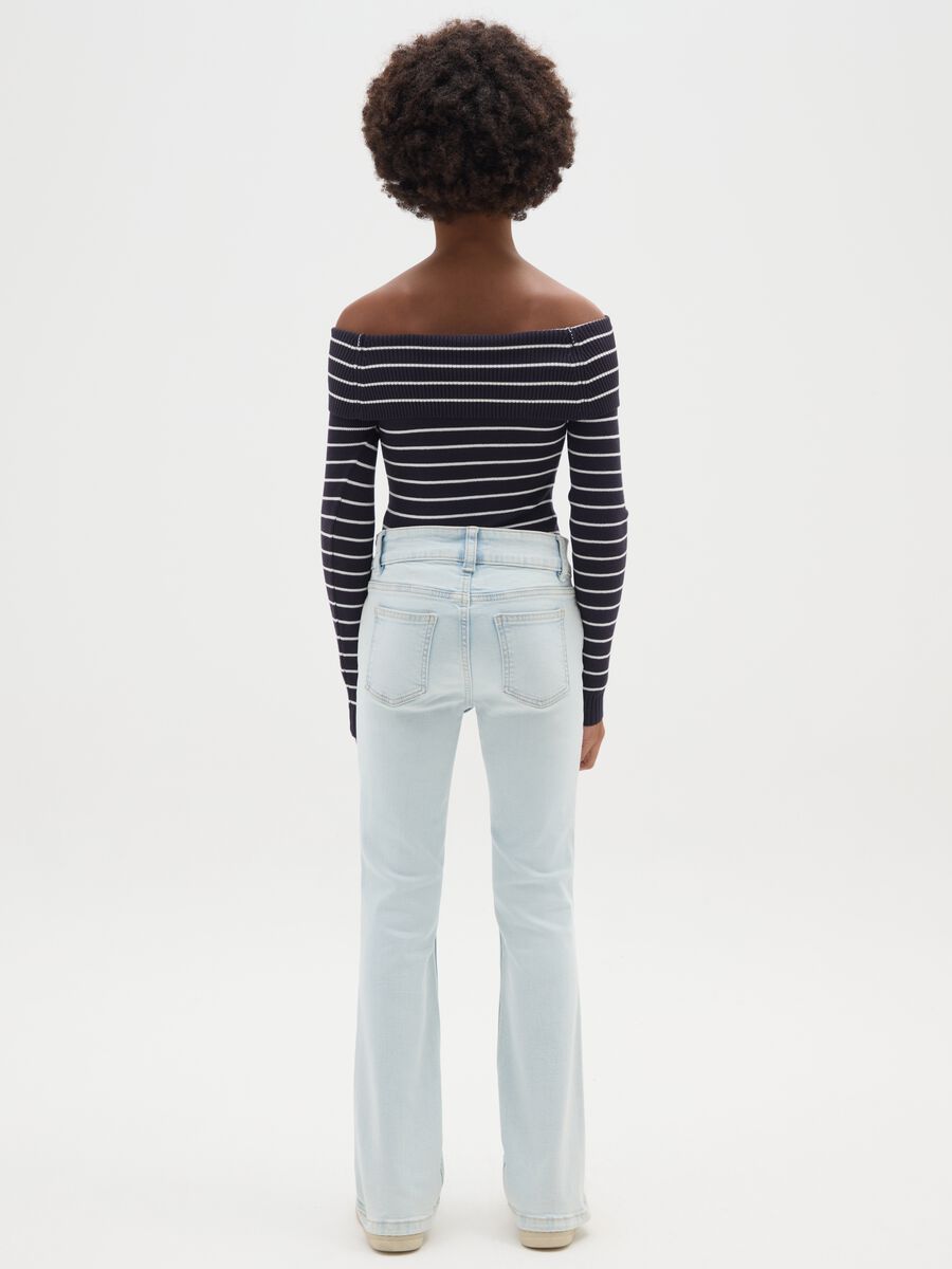Jeans da ragazza in cotone elasticizzato azzurri flare_2