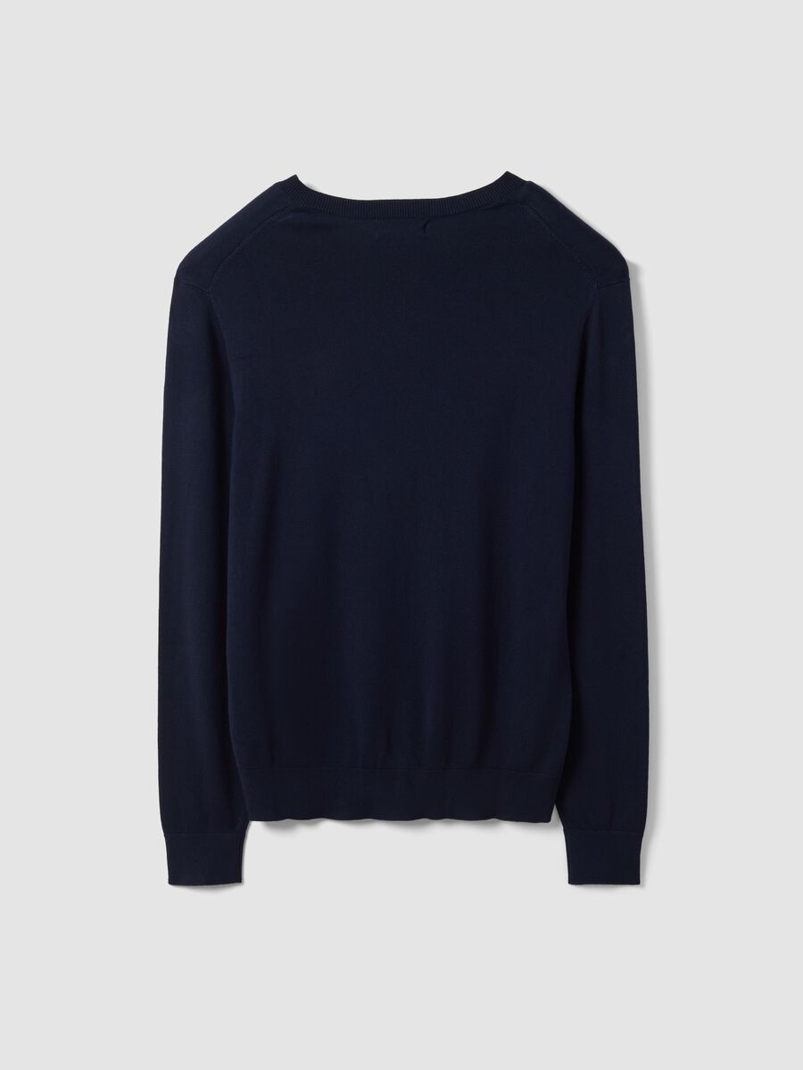 Maglia blu in misto viscosa con scollo a V regular fit_2