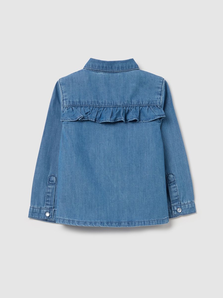 Denim shirt with flounce_1