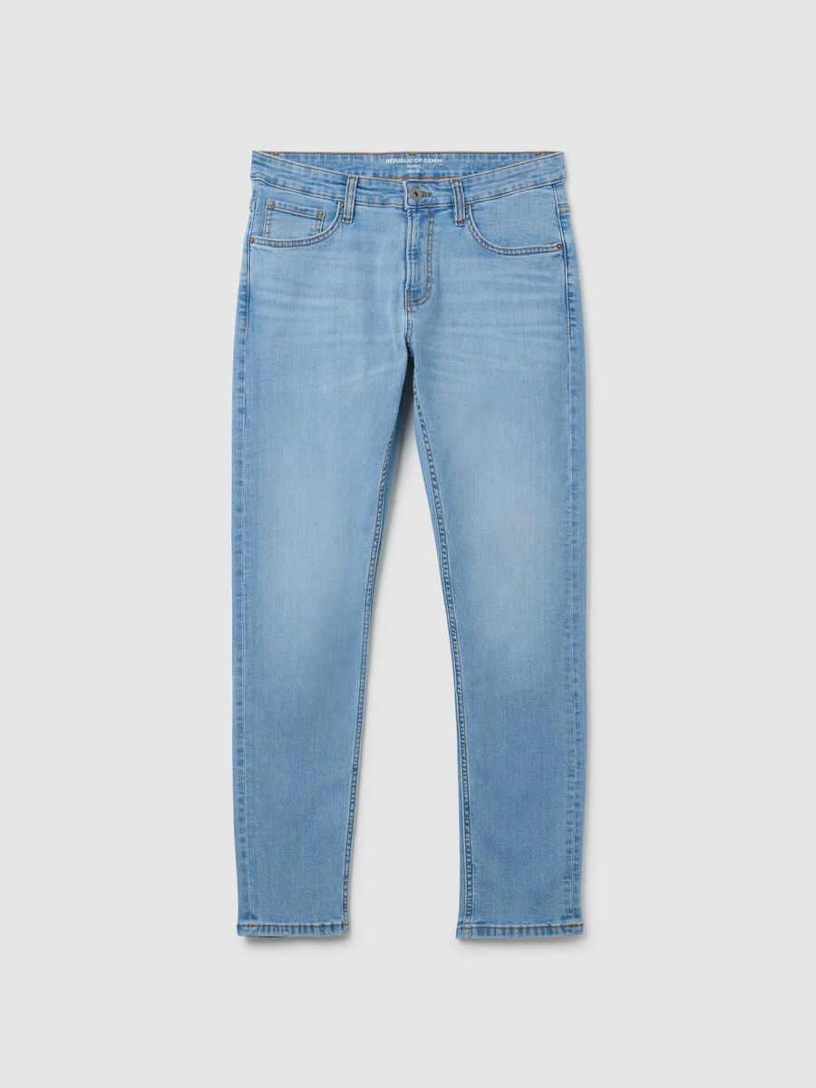 Light blue skinny fit denim jeans_0