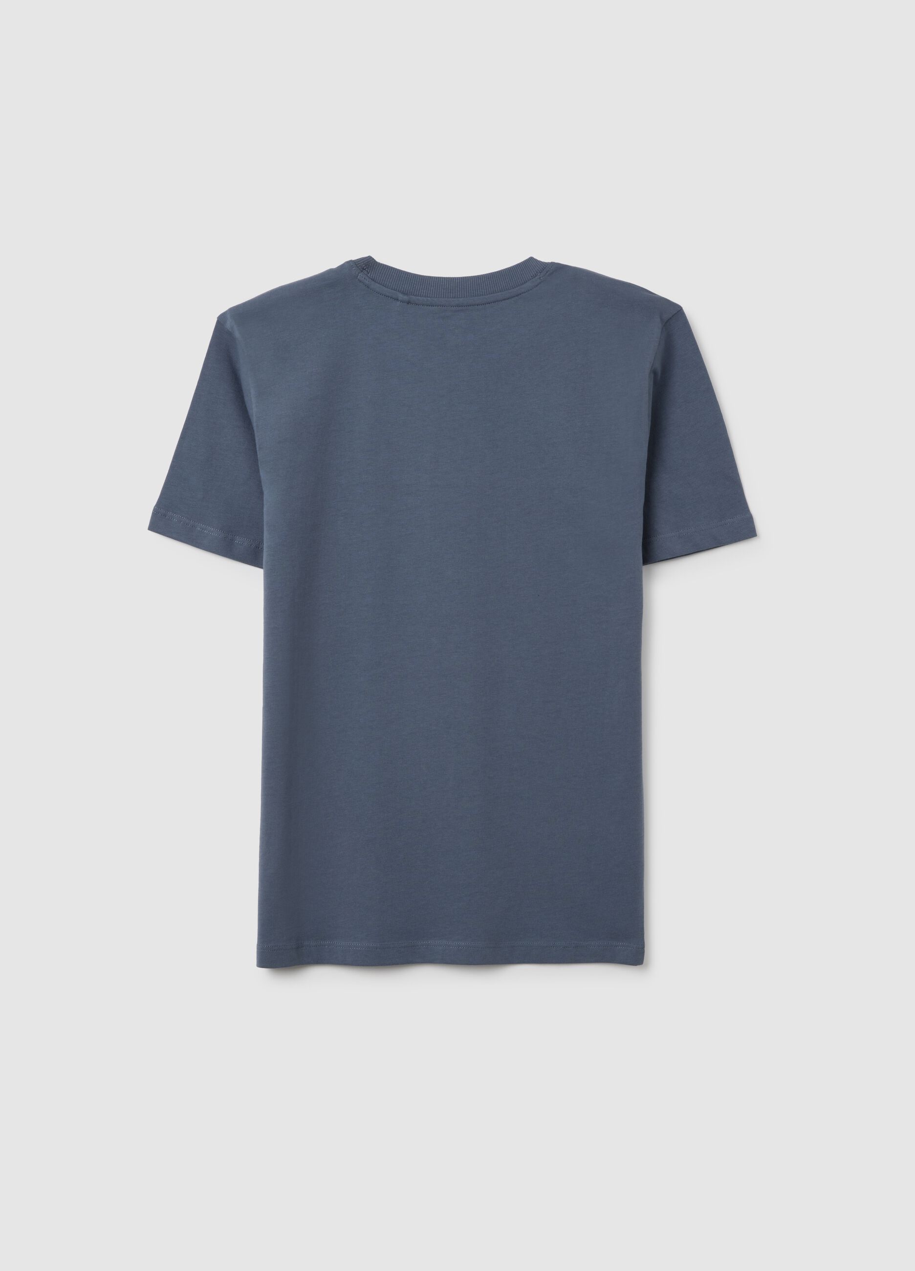 Boys' Blue Cotton Regular Fit T-shirt
