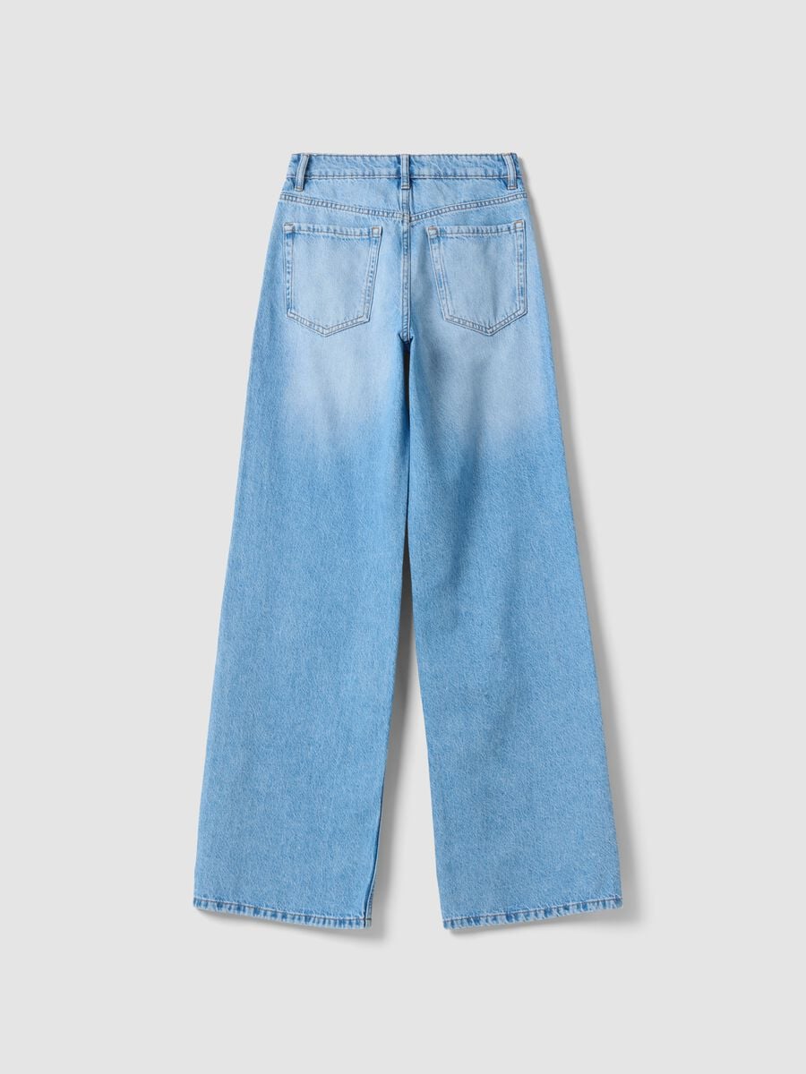 Jeans azzurri wide leg in puro cotone_2