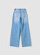 Light Blue Wide-Leg Pure Cotton Jeans_2