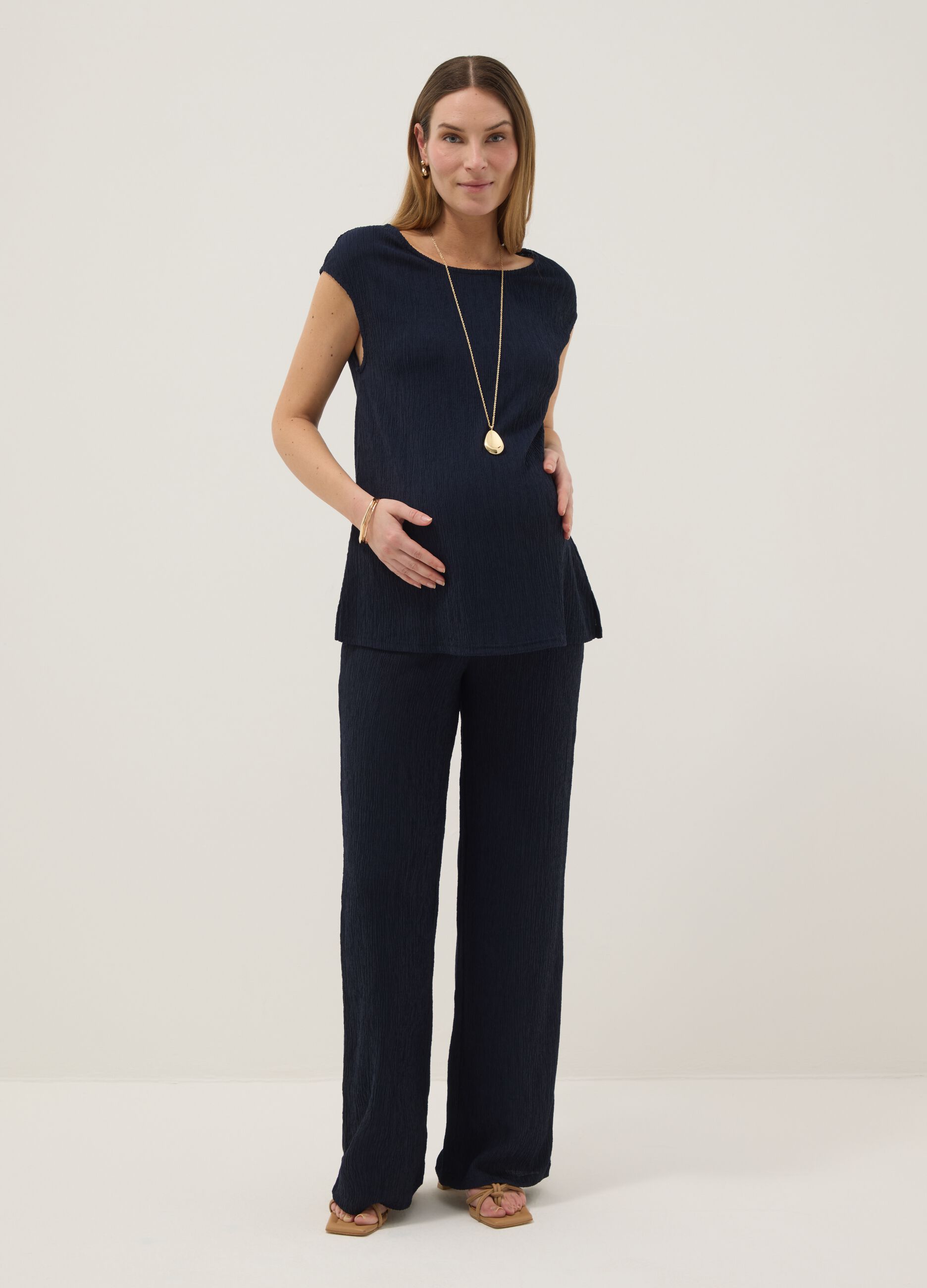 Blue Maternity Pants Relaxed Fit