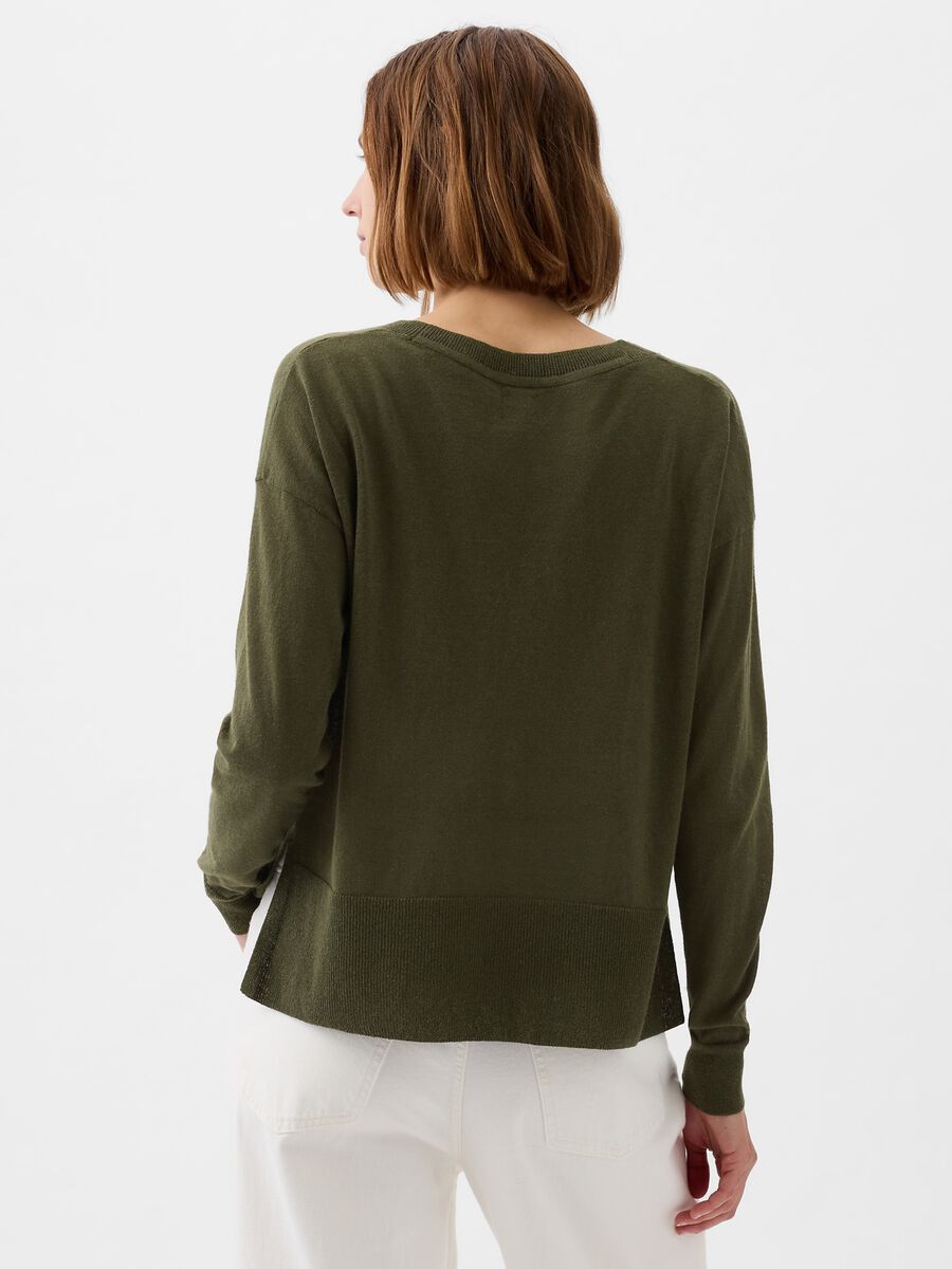 Linen blend pullover with splits_3