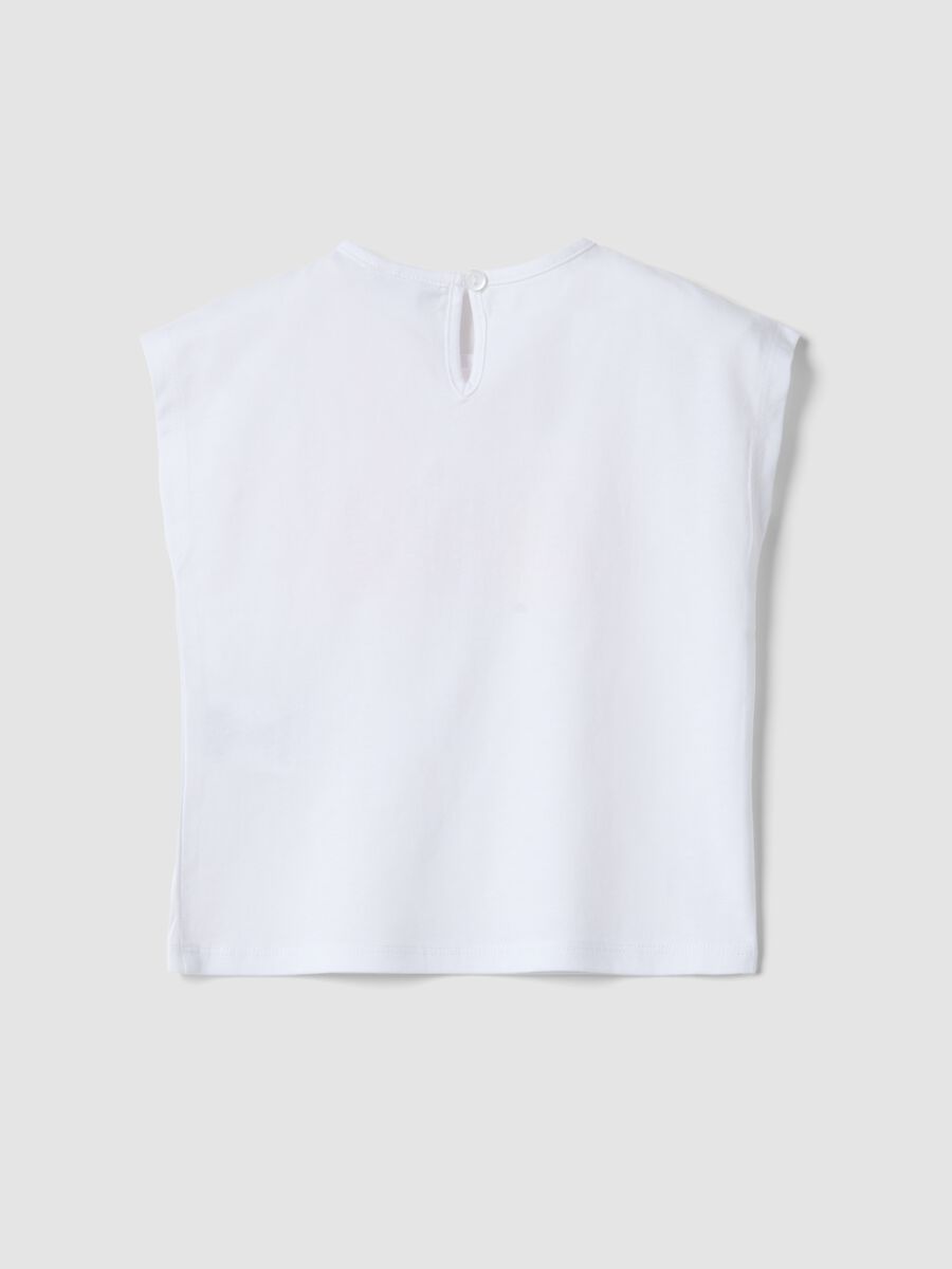 Sleeveless white pure cotton girl's t-shirt regular fit_1