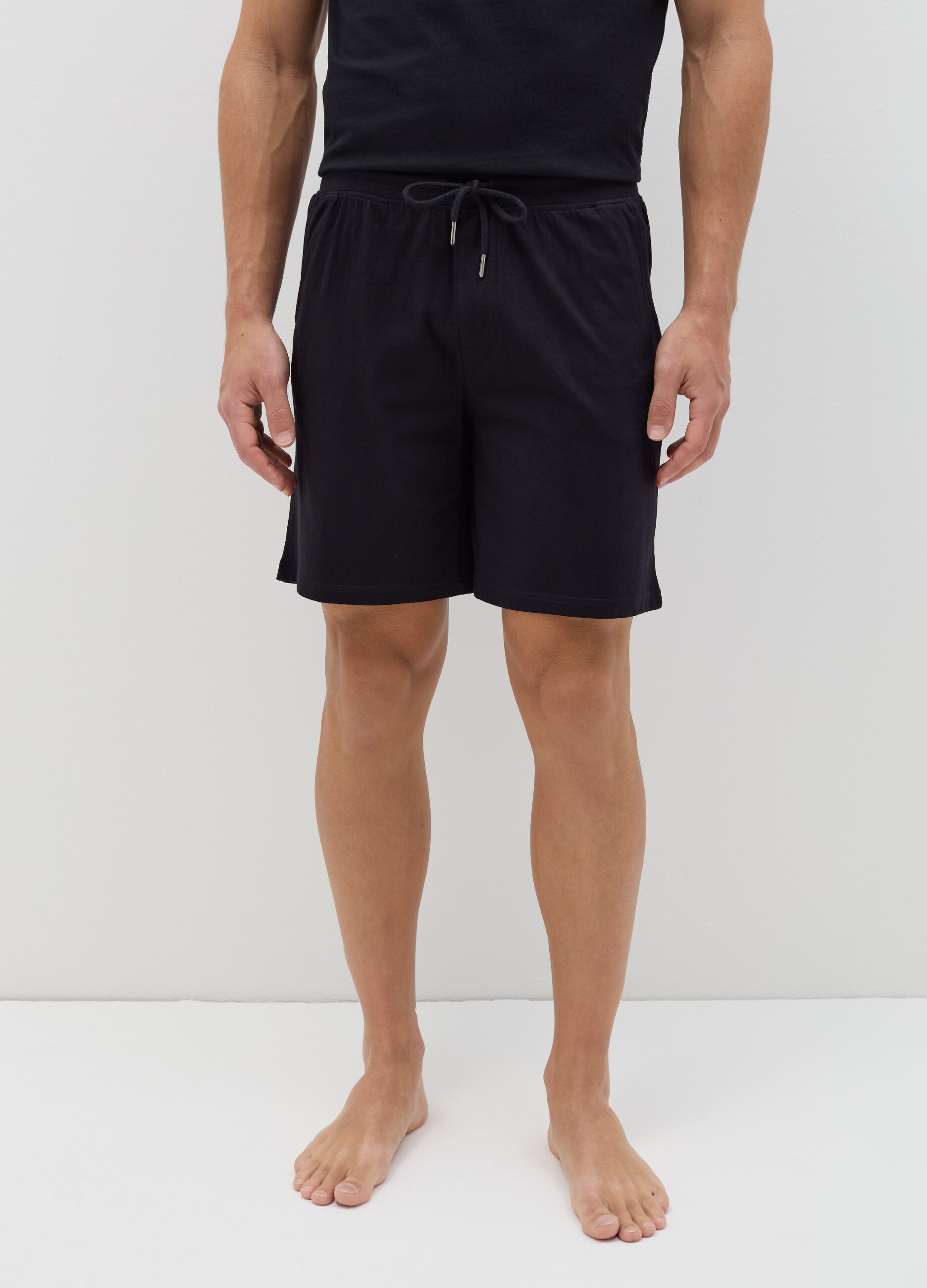 Short pyjama trousers with drawstring