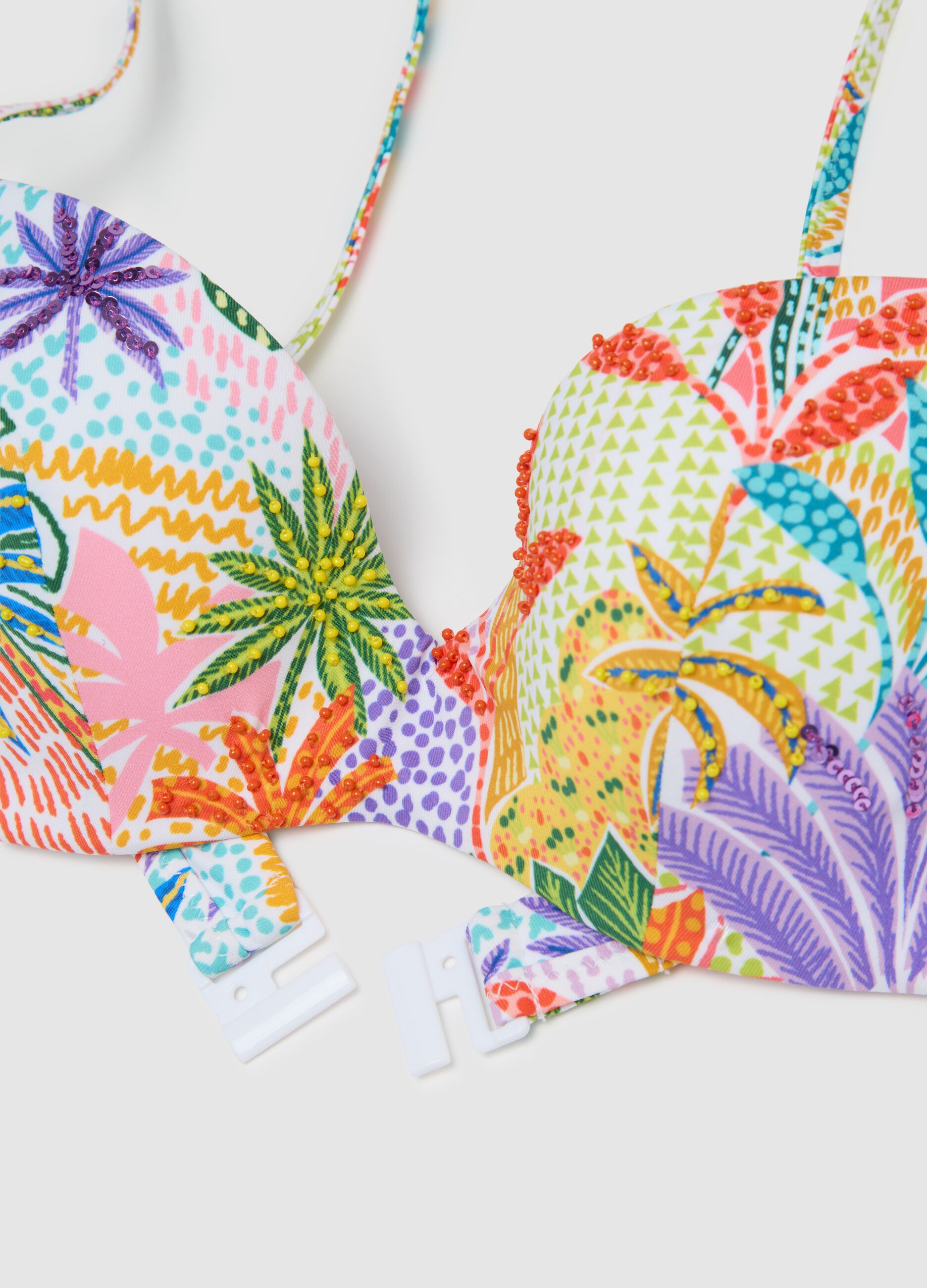 Women's multicoloured stretch fabric bikini