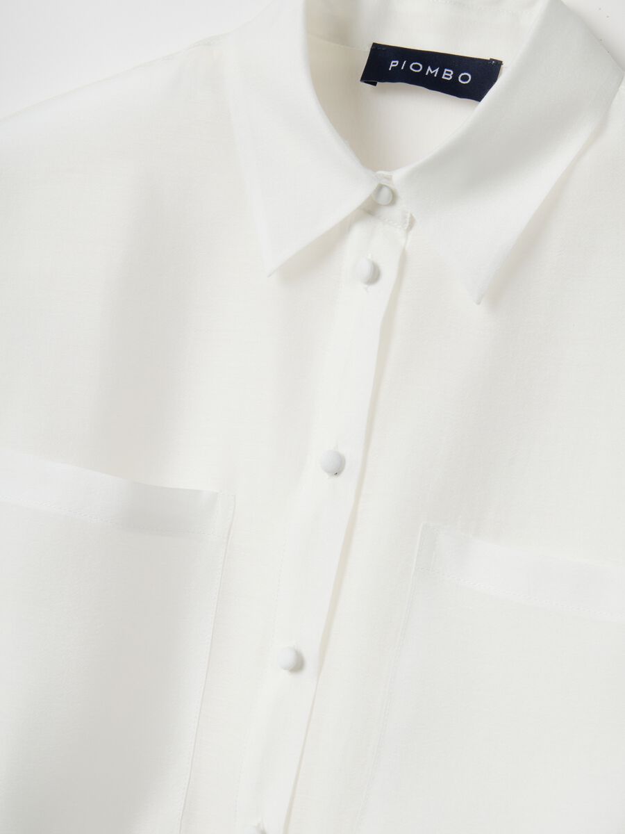 White Oversized Fit Lyocell Blend Shirt_1