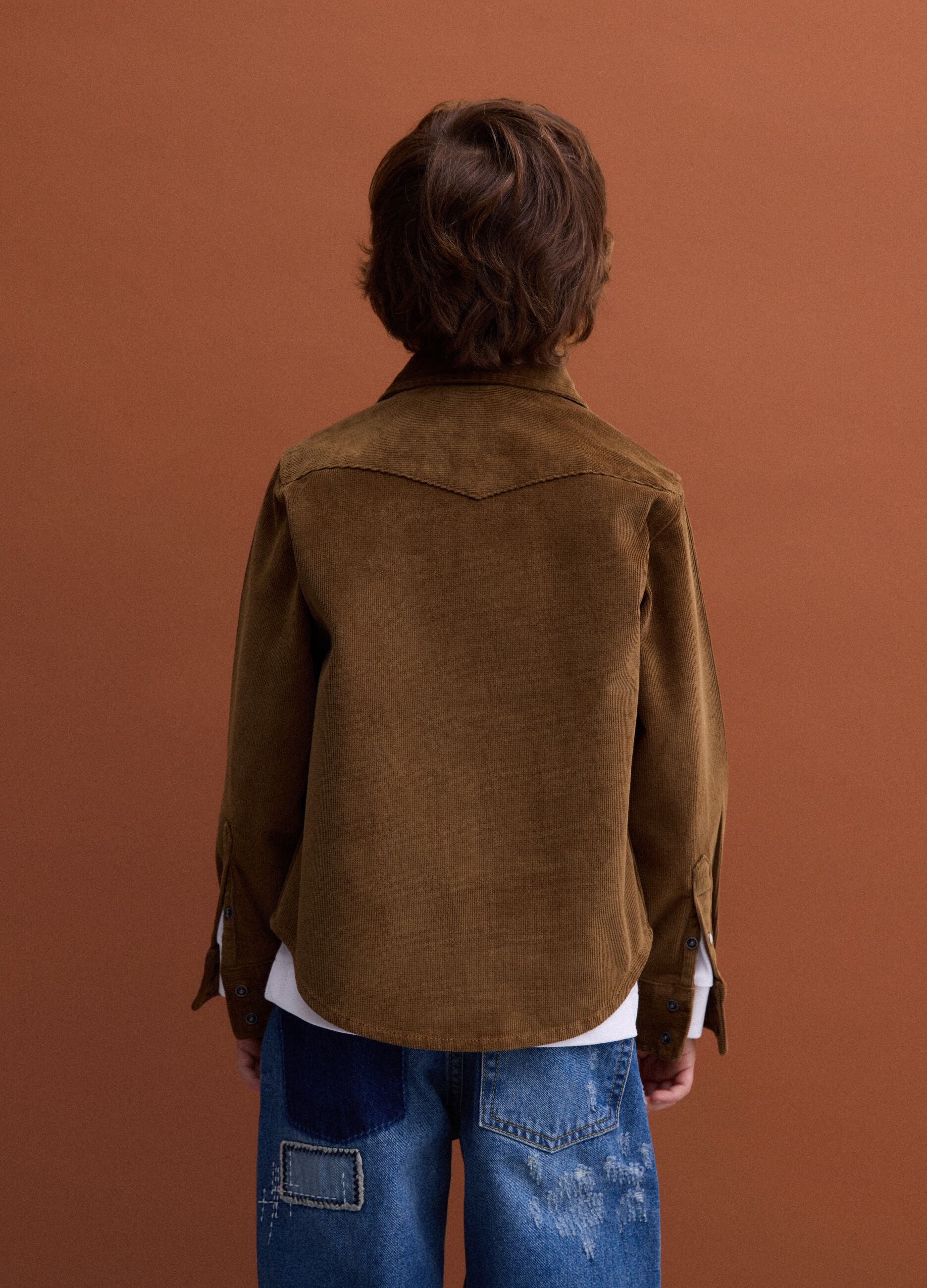 Brown stretch cotton shirt