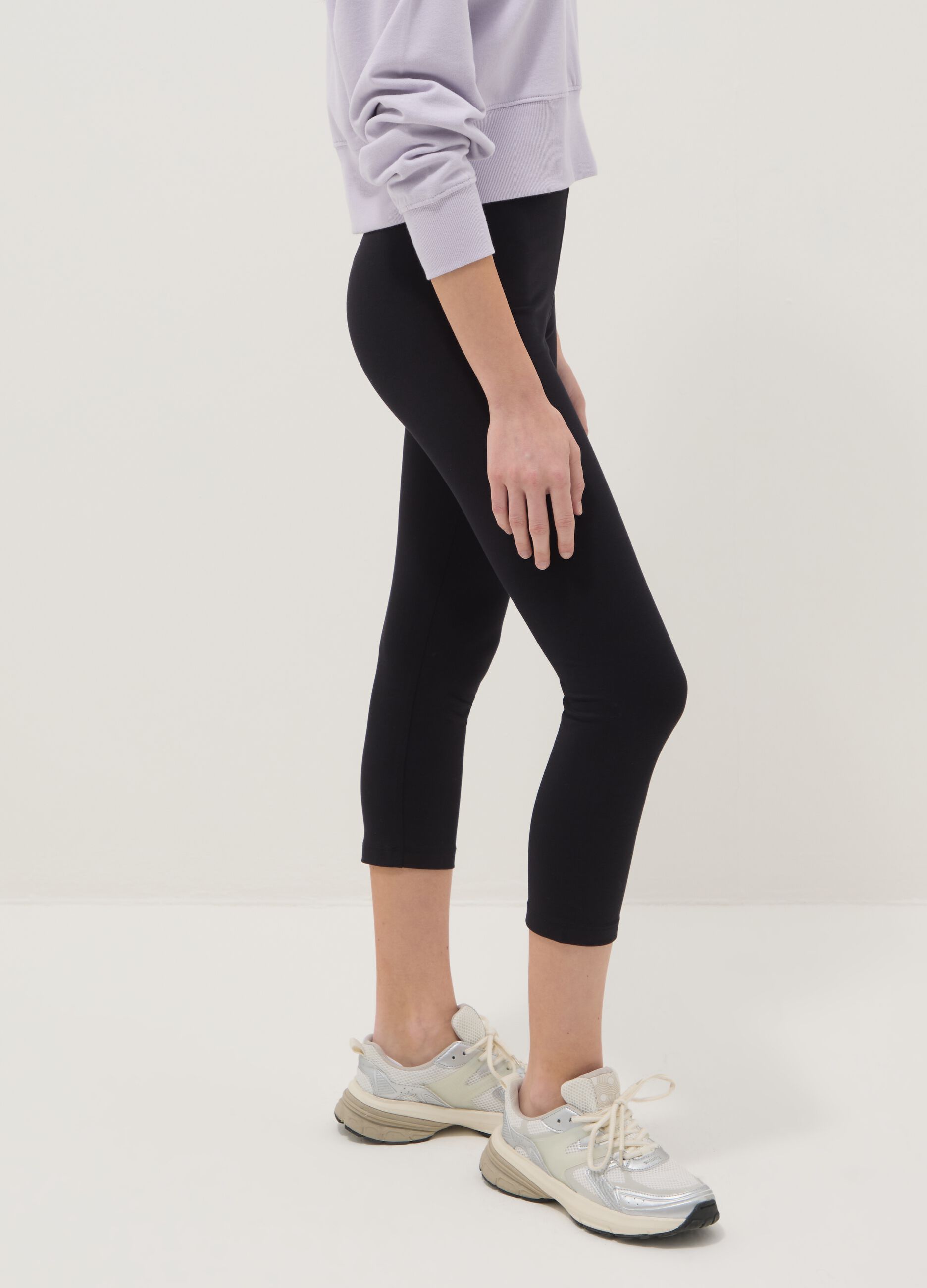 Girls' black cotton blend skinny leggings