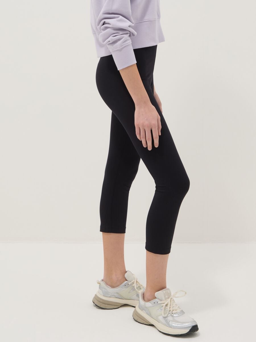 Leggings skinny in misto cotone neri da ragazza_2