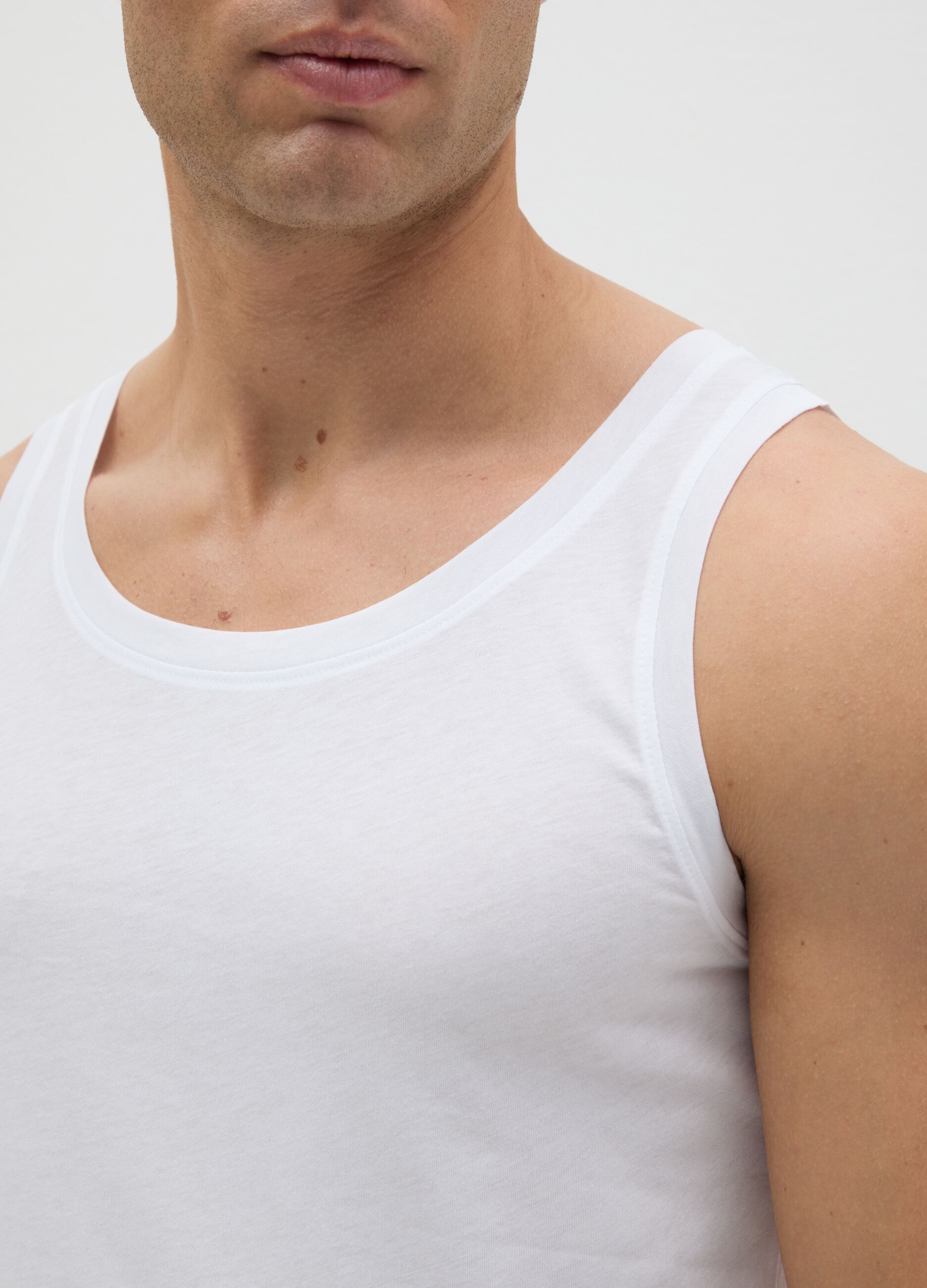 Men's White Regular Fit Pure Cotton Vest