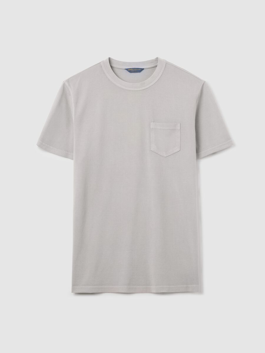 Grey T-shirt in cotton with pocket_4