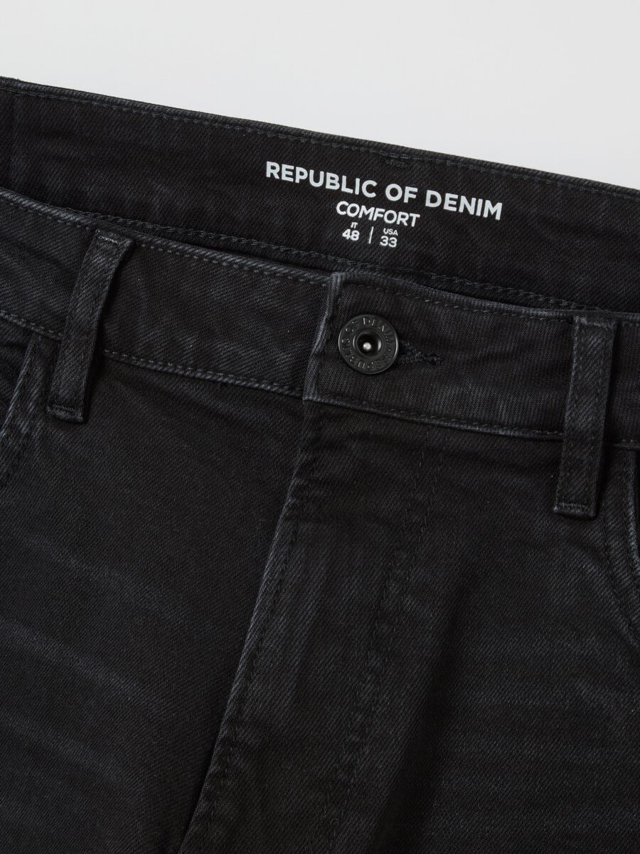 Jeans da uomo in cotone elasticizzato nero comfort_5
