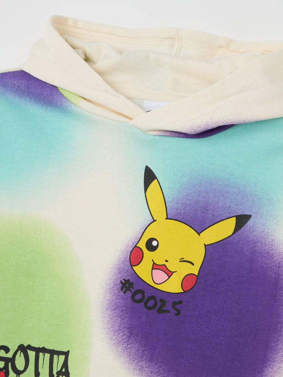Cotton sweatshirt with hood and Pikachu print_2