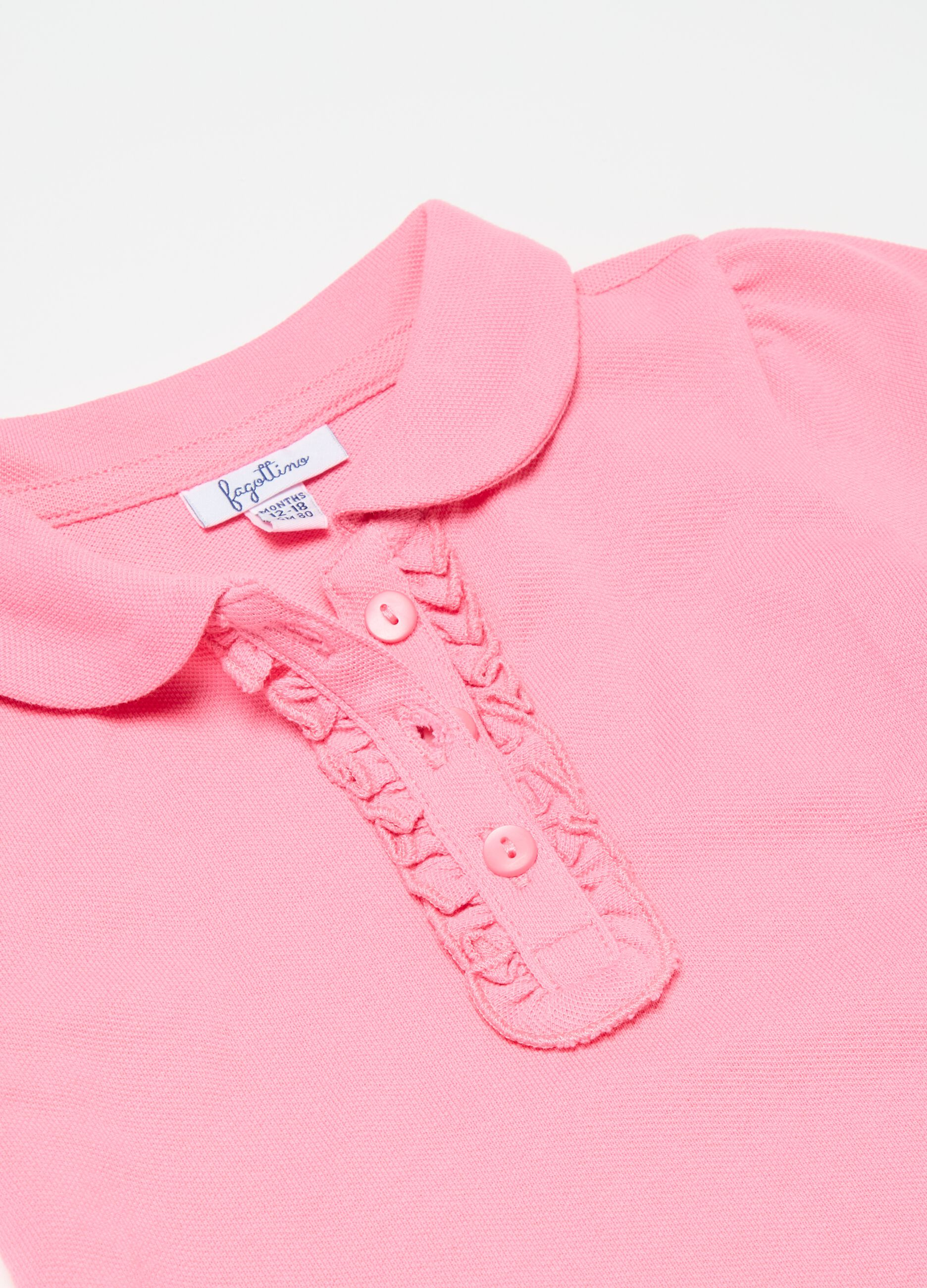 Cotton piquet polo shirt with frills