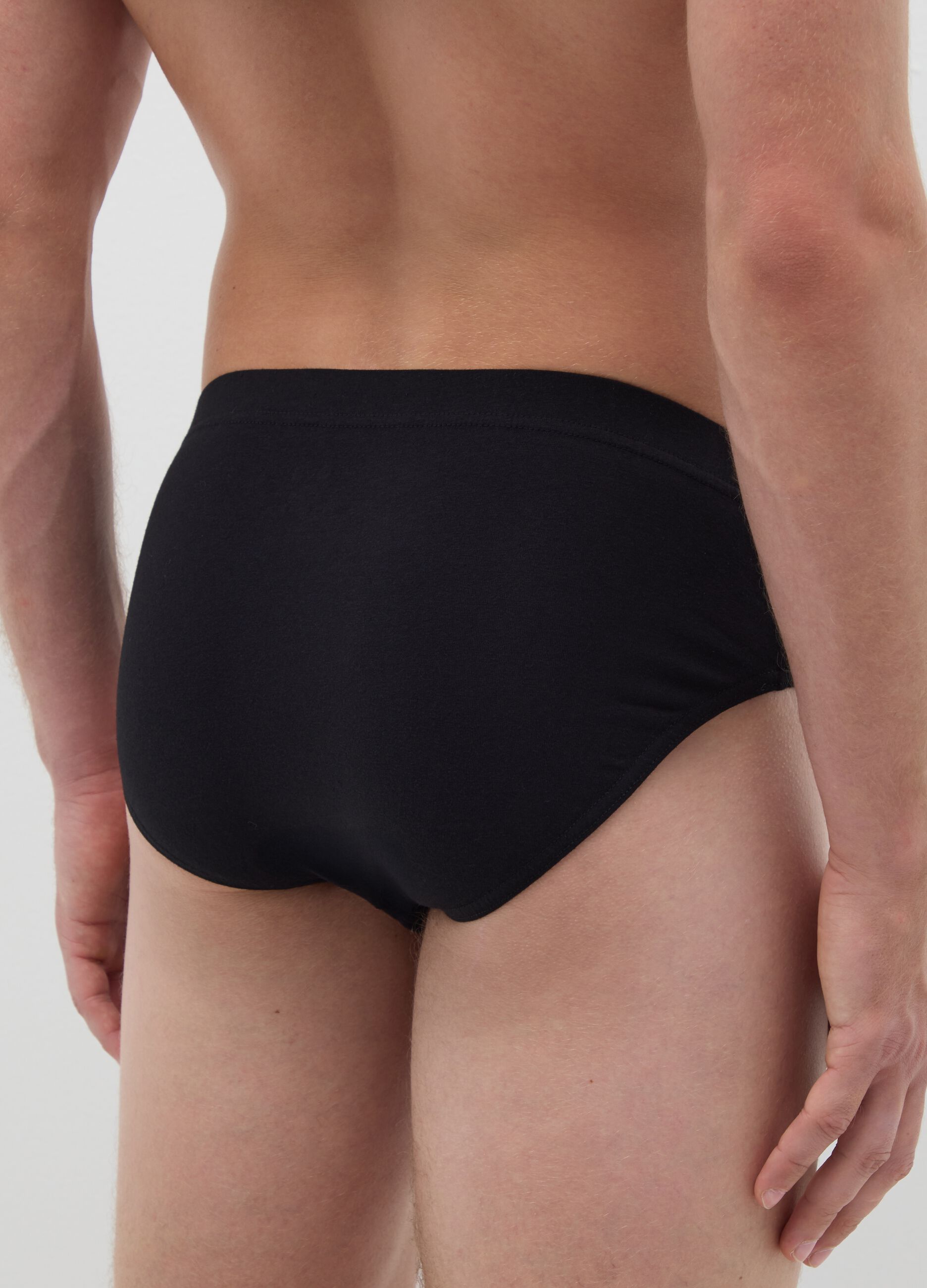 Set of black stretch cotton briefs
