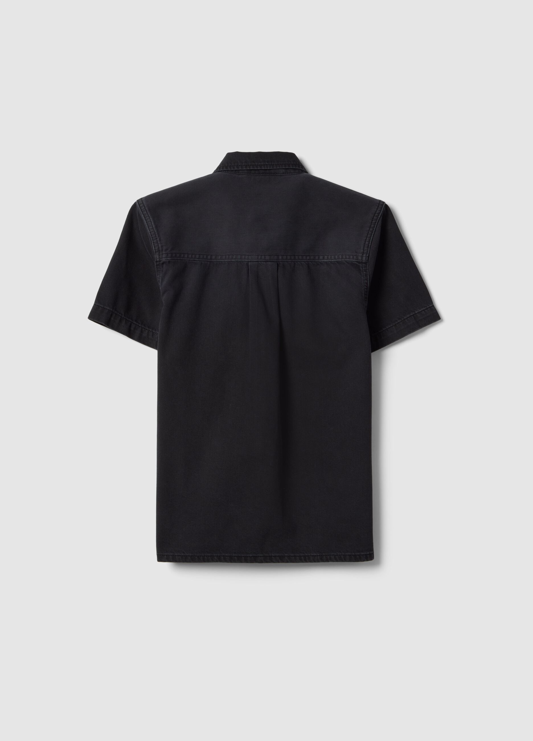 Black Short Sleeve Shirt in Pure Cotton