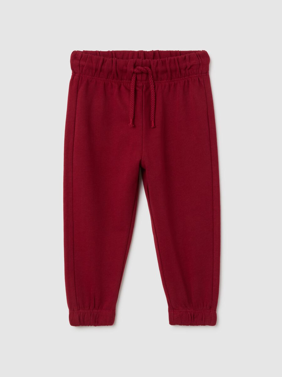 Joggers da bambino in puro cotone rosso regular fit_0