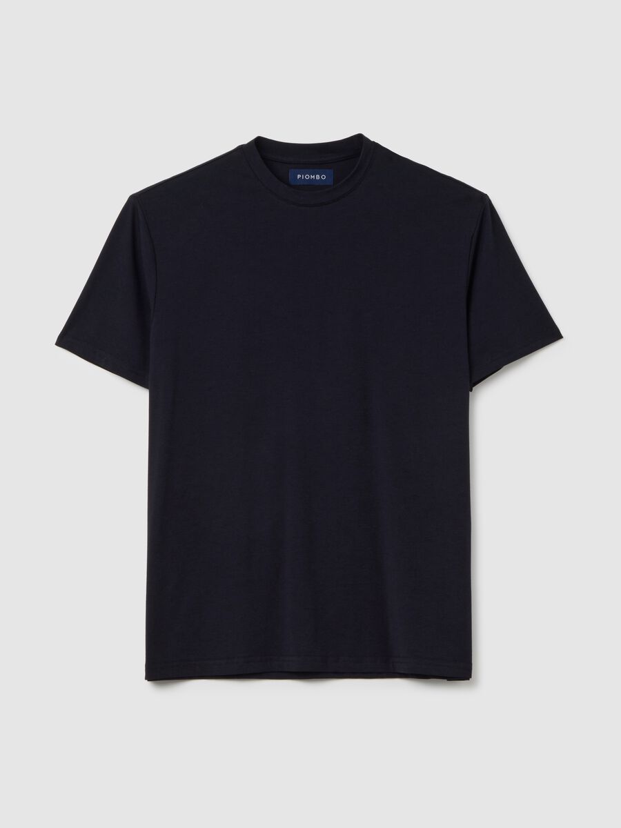 T-shirt in misto cotone blu regular fit_0