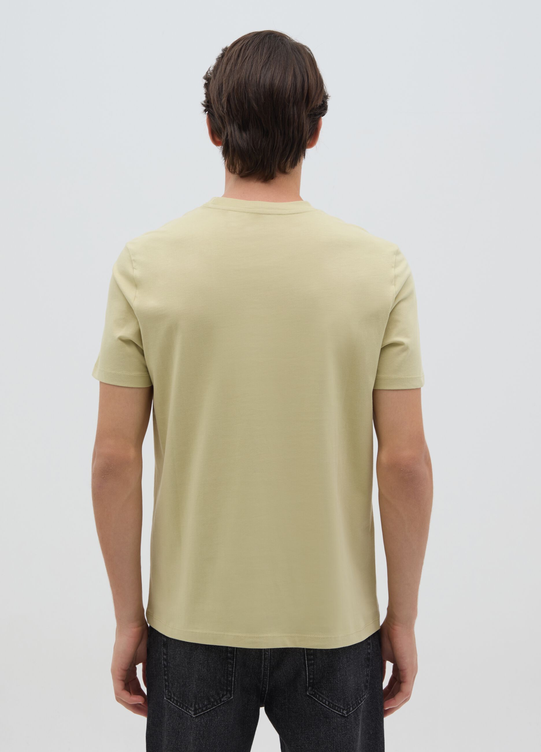T-shirt da uomo in puro cotone verde regular fit