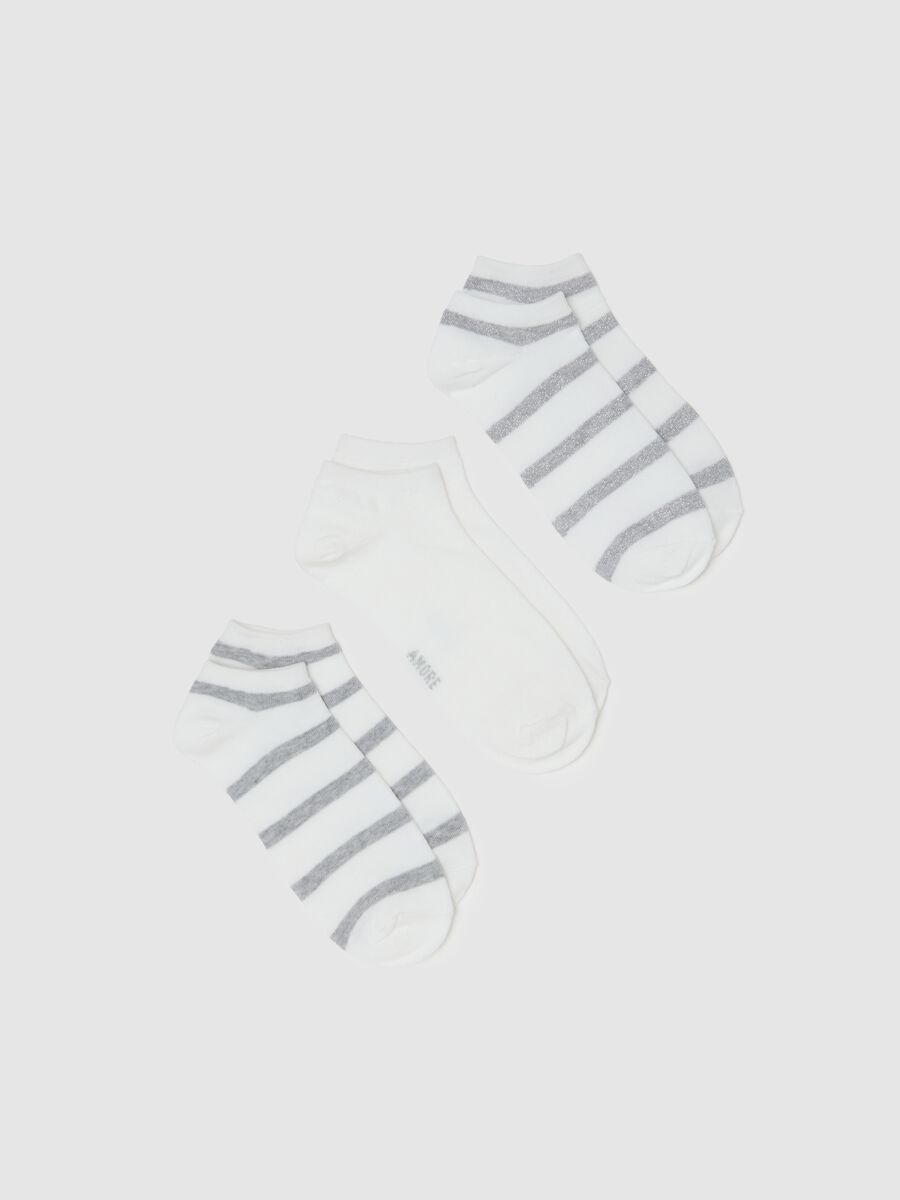 Set of multicolour cotton blend socks in a triple pack_0