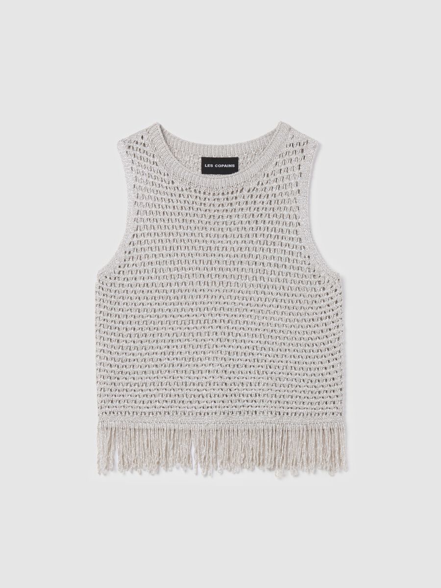 Crochet tank top in lurex with fringes_4