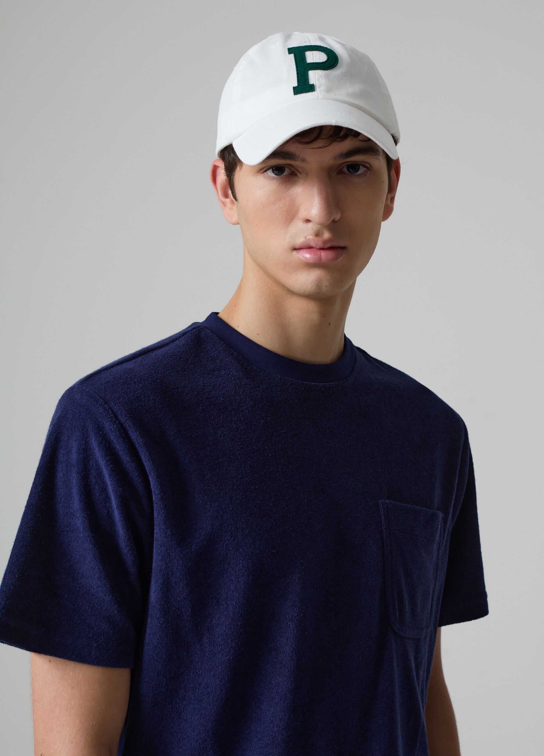 Reverse French terry T-shirt with pocket