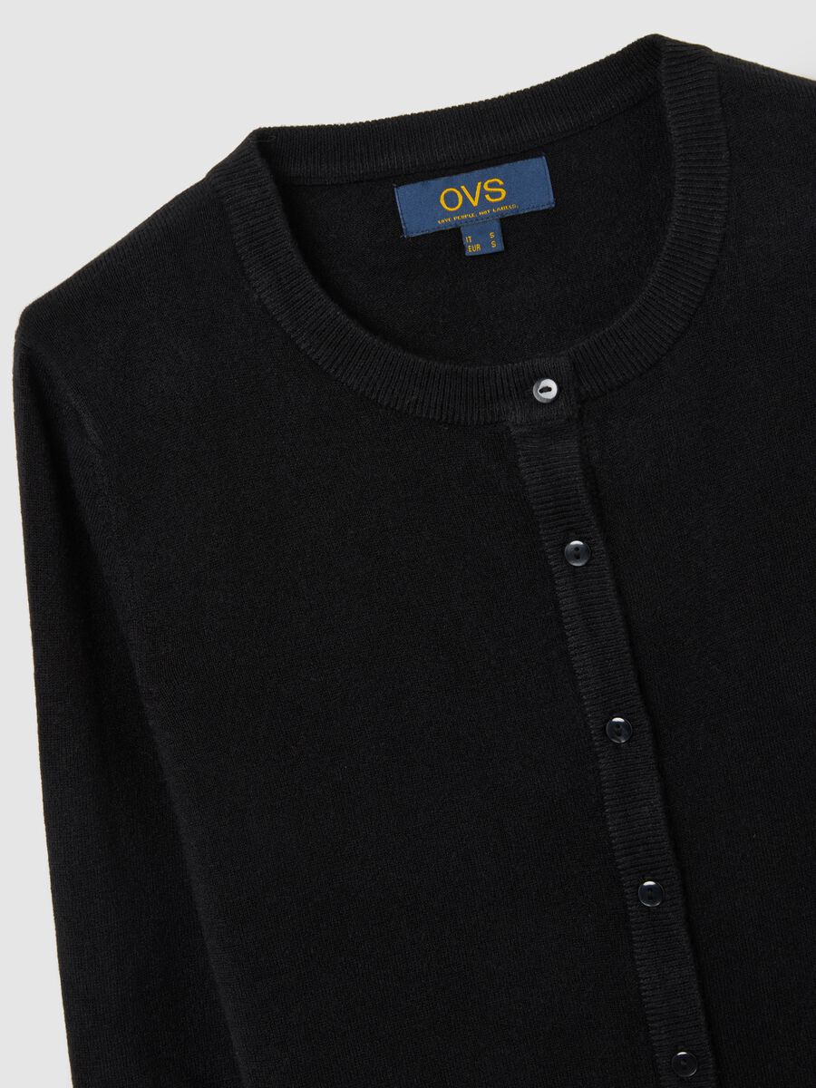 Cardigan nero in pura acrilico_5