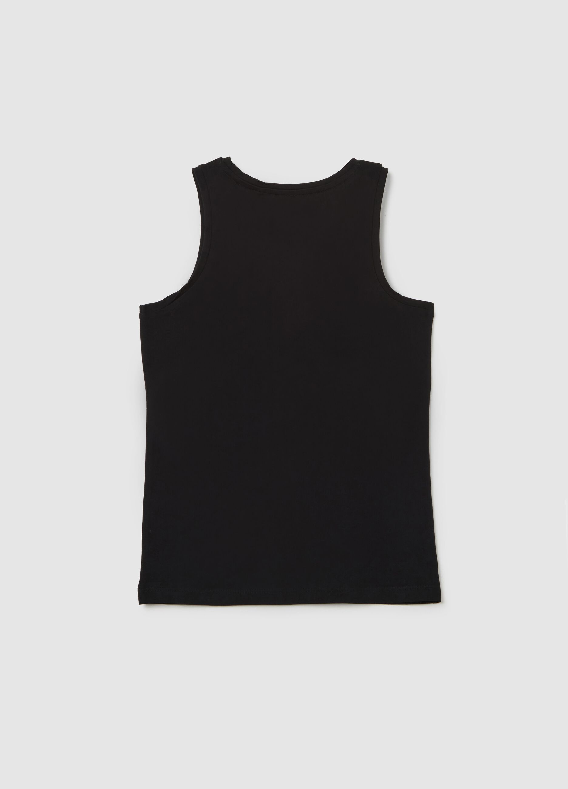 Canotta da bambino in puro cotone nera regular fit con stampa