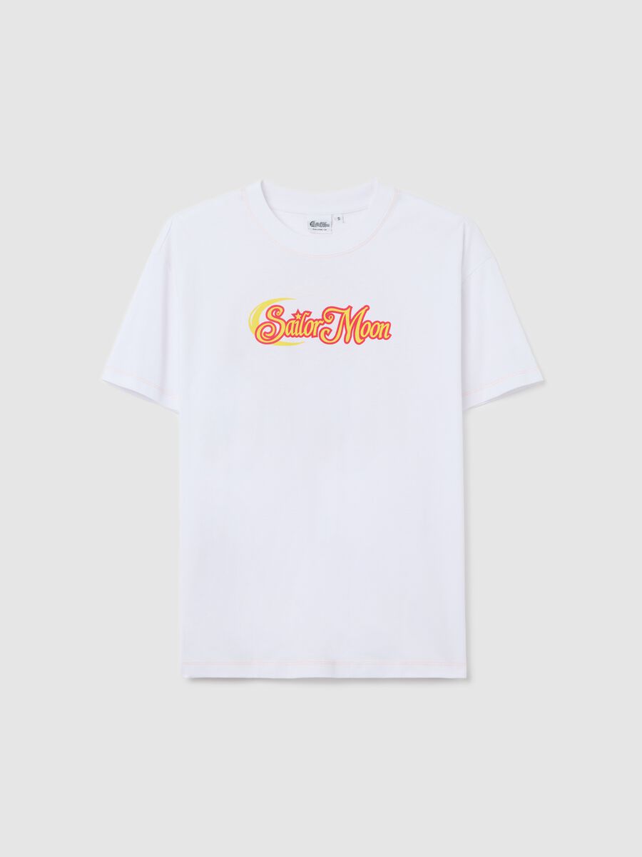White cotton T-shirt with Sailor Moon print_4
