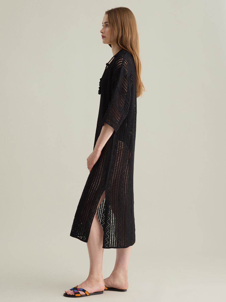 Women's Long Black Pure Cotton Dress_1