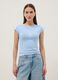 Blue fitted stretch-cotton T-shirt with print_2