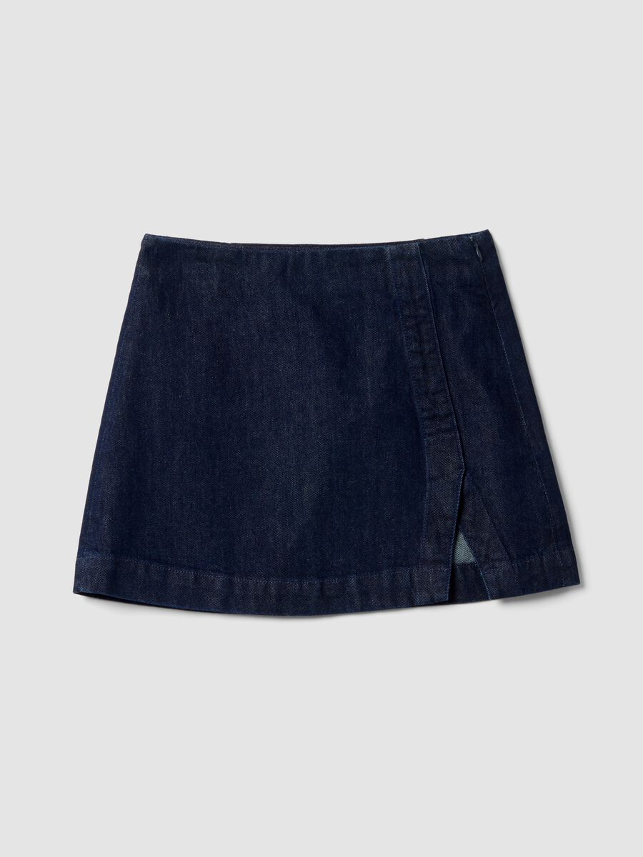 Gonna blu in denim di puro cotone_4