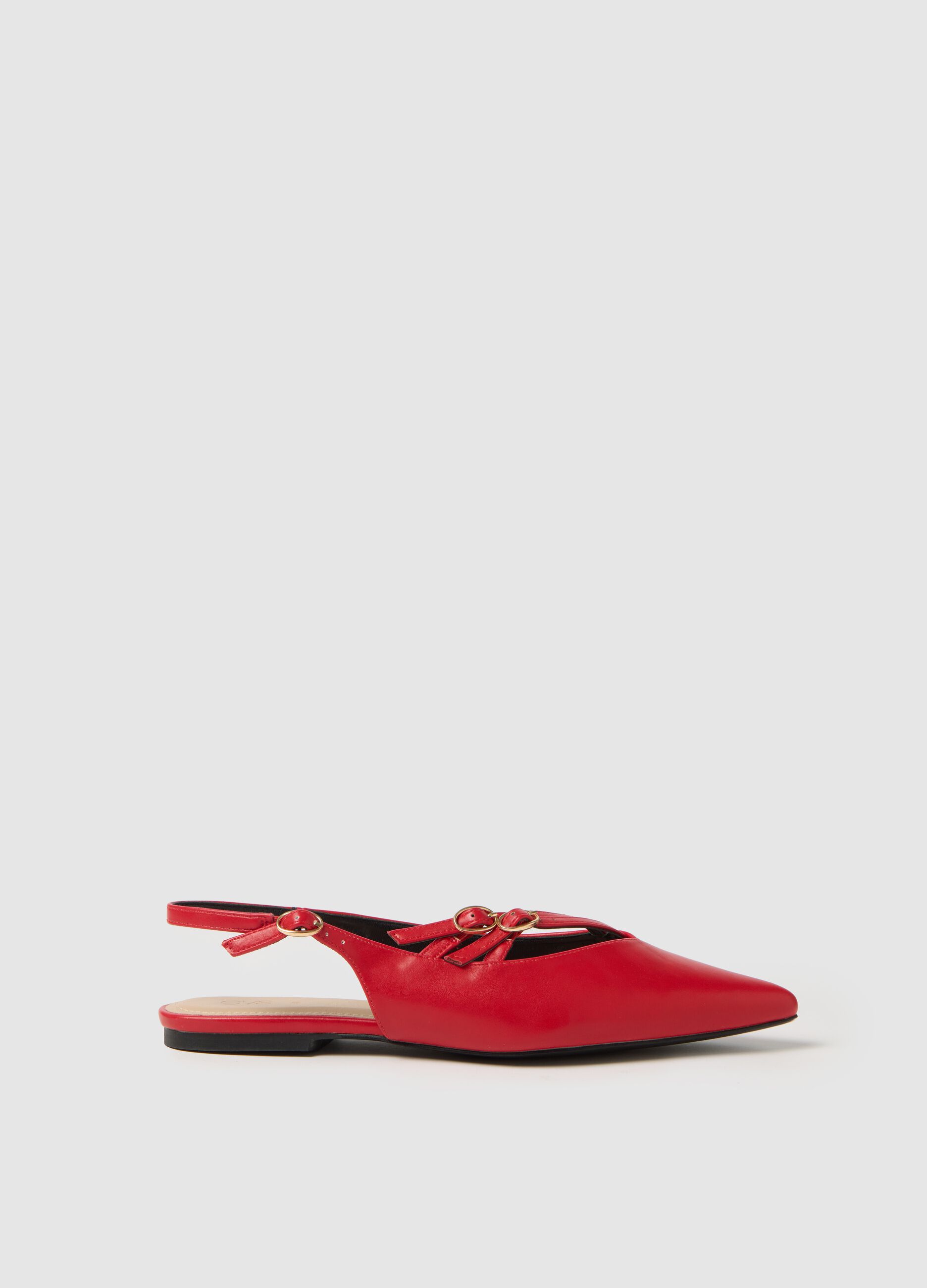 Ballerine da donna in misto rosso con cinturino