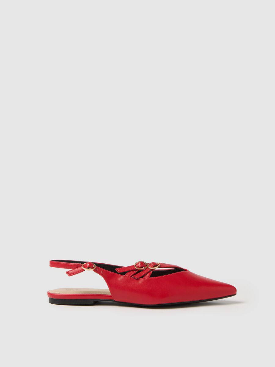 Red Ballet Flats with Ovs Strap_0