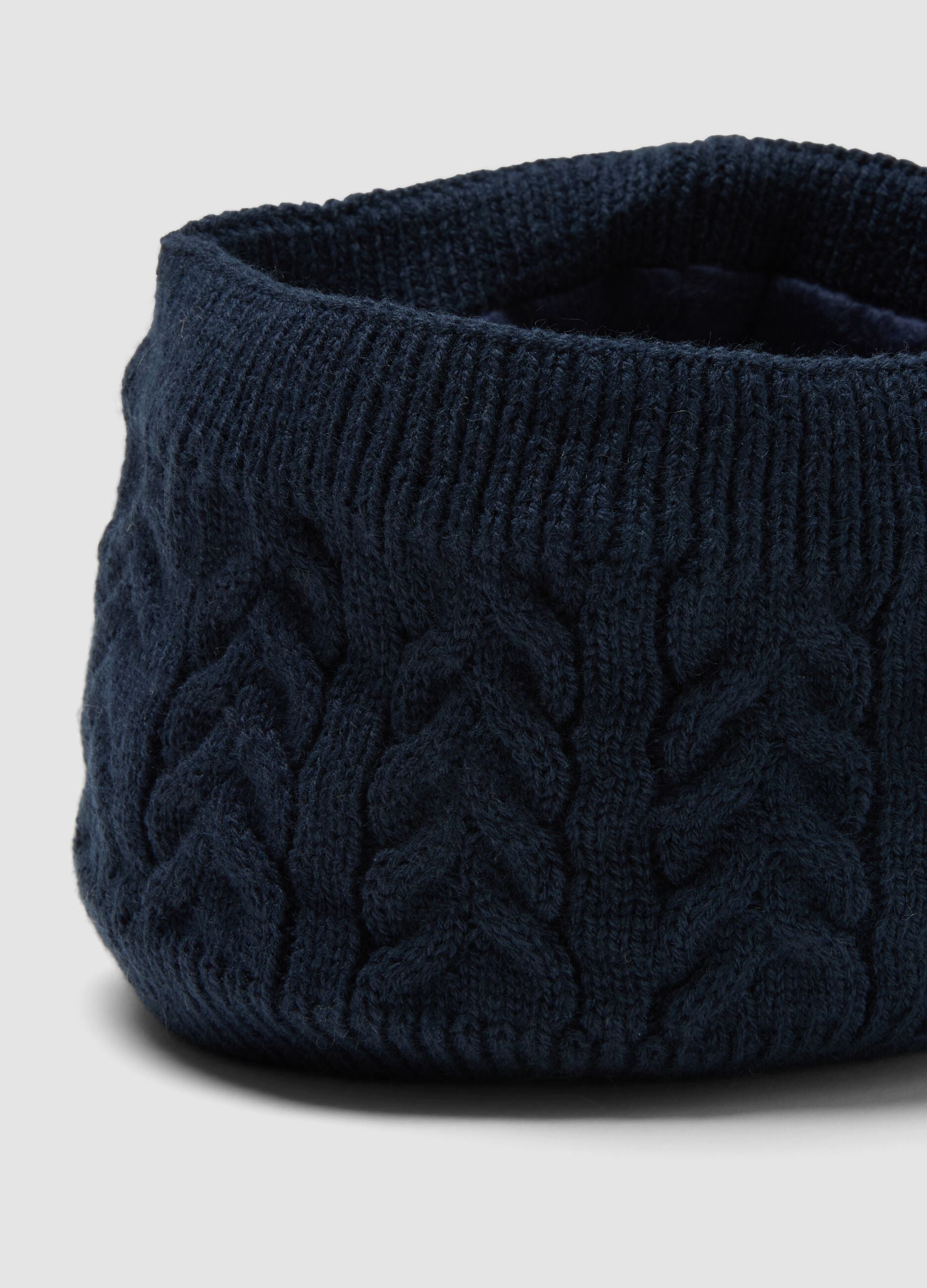 Blue cable-knit neck warmer